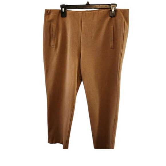 CHICO'S PONTE KNIT, SIZE 2.5 (LARGE - 14) ANKLE SLIM PANTS, CAMEL, ANKLE SLIT - Picture 1 of 11
